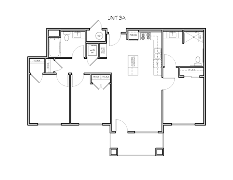 Floor plan for 3 beds, 2 baths, 1112 sqft